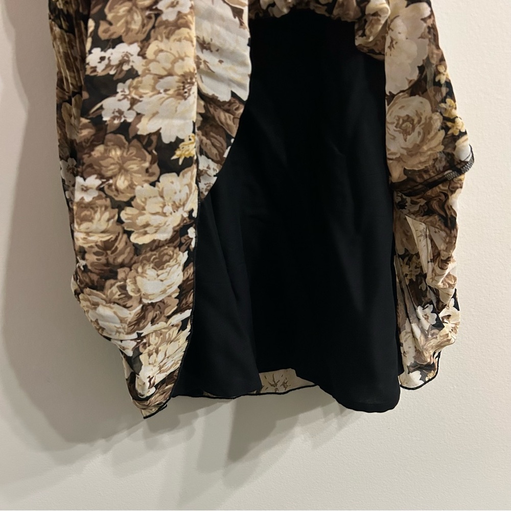 Abercrombie & Fitch High Neck Plisse Mini Dress Large Tall Sleeveless Floral - Picture 7 of 11